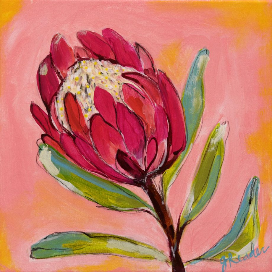 Abstract painting of protea flower